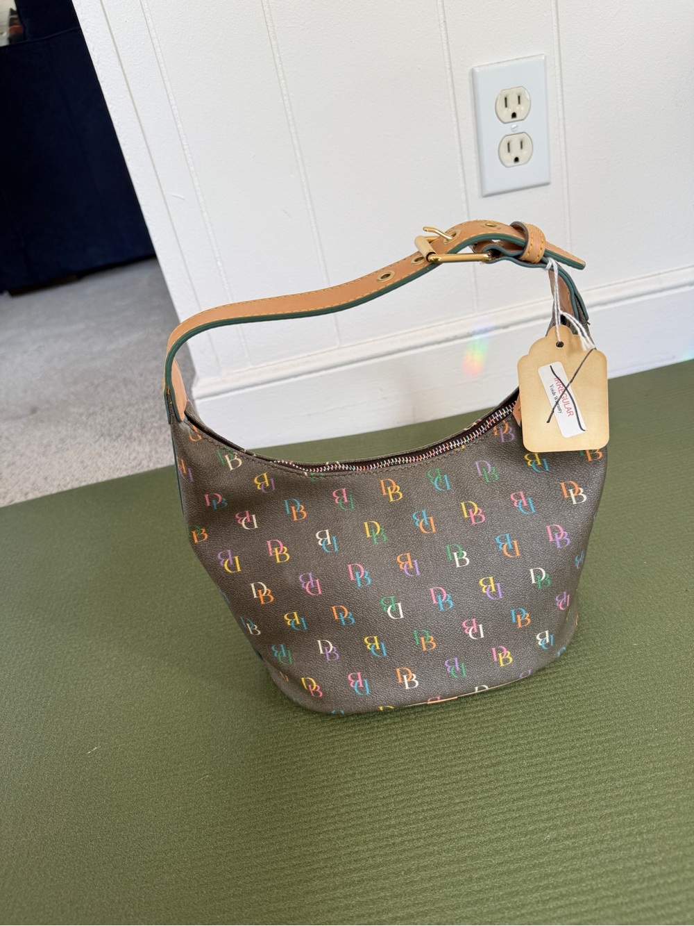 Dooney & Bourke IT29 Multicolor DB Monogram Hobo Shoulder Bag NWT Rainbow Logo